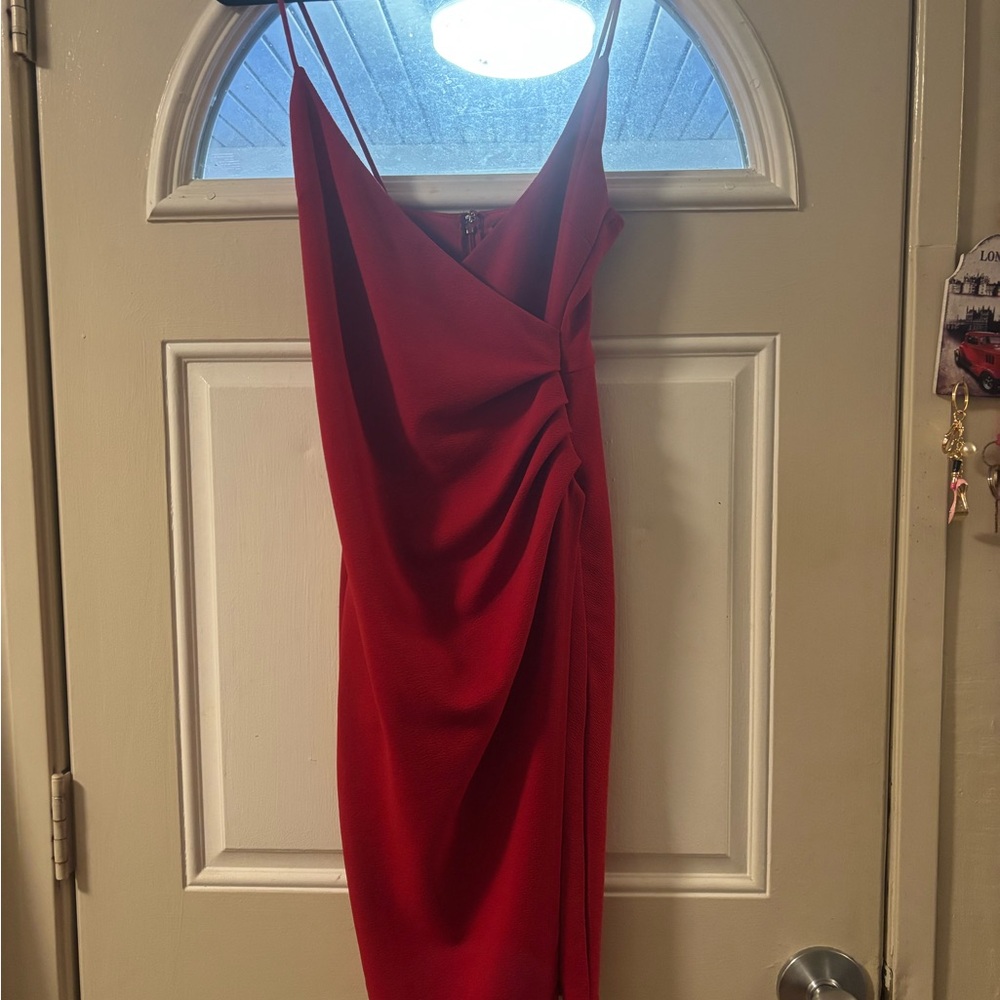 Lulu's Vibrant Red Asymmetrical Dress